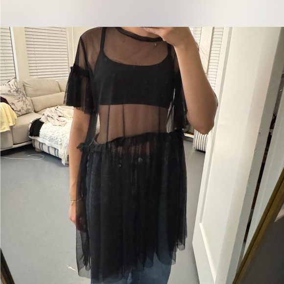 Black Sheer Mesh Top - Picture 2 of 3